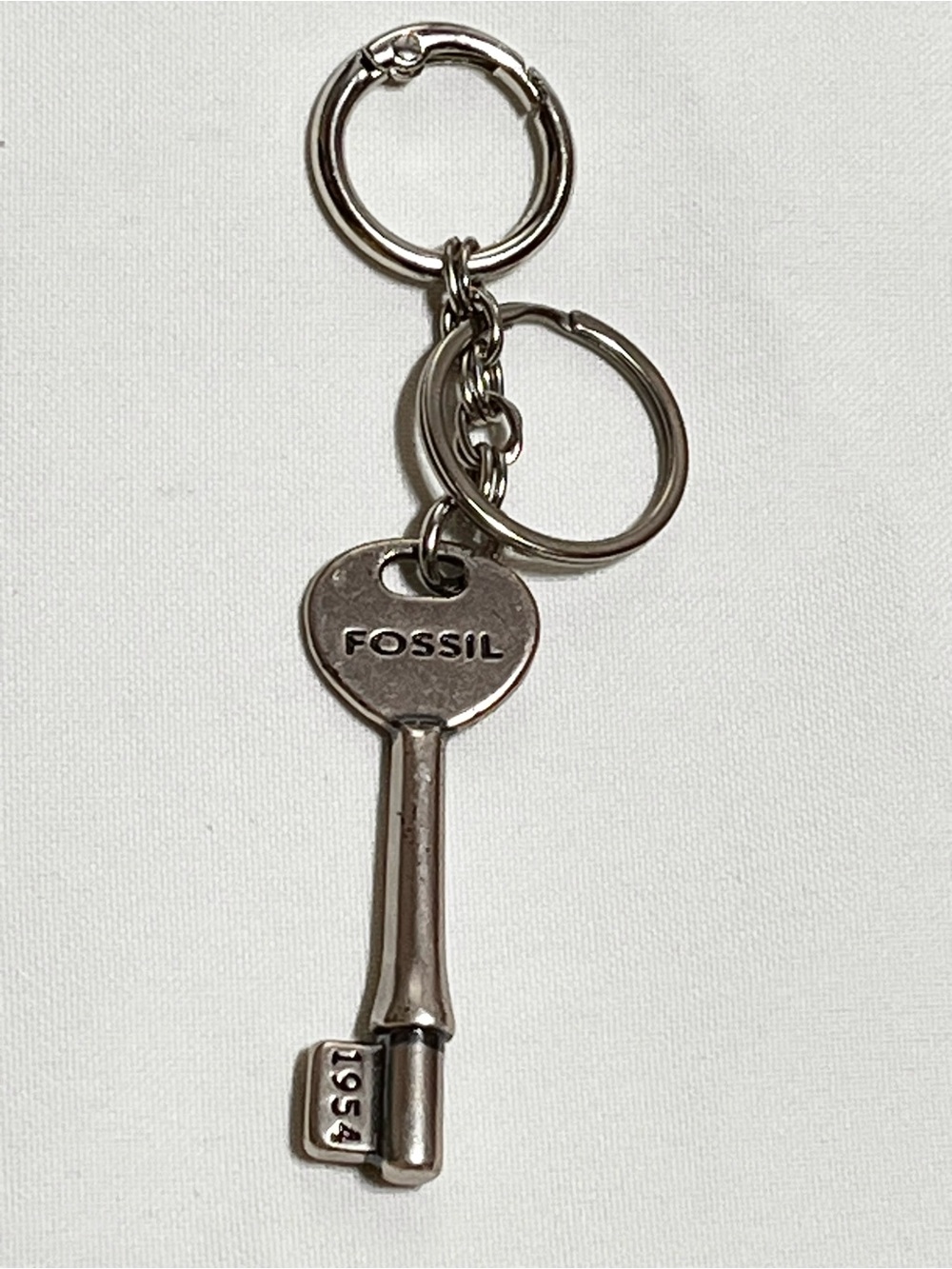 Fossil Silver Key Charm Keyring